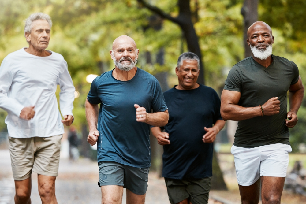 Vier M&auml;nner beim Joggen