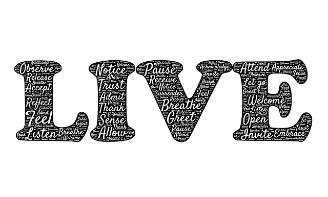 LIVE in Gro&szlig;buchstaben mit verschiedenen Begriffen gef&uuml;llt