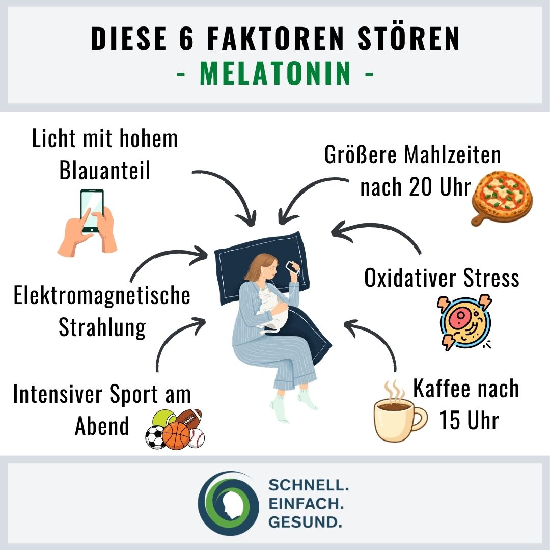 Melatonin-Bildung am Abend Störfaktoren Infographik