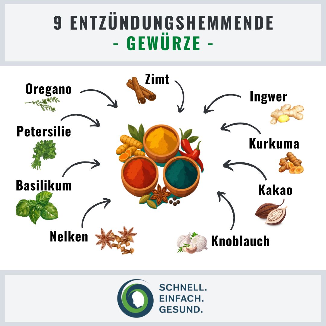 Die 9 besten entz&uuml;ndungshemmende Gew&uuml;rze Infographik